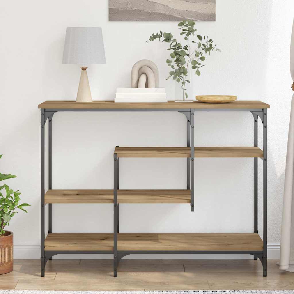 Konsolentisch mit Regal Eiche handwerklich 100 x 35 x 75 cm