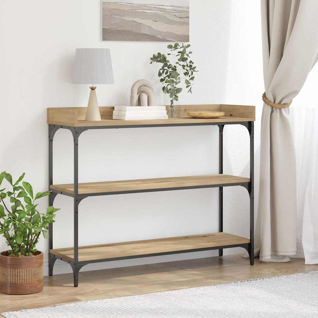 Konsolentisch mit Regal Eiche handwerklich 100 x 30 x 80 cm