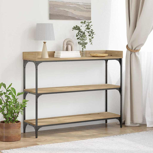 Konsolentisch mit Regal Eiche handwerklich 100 x 30 x 80 cm