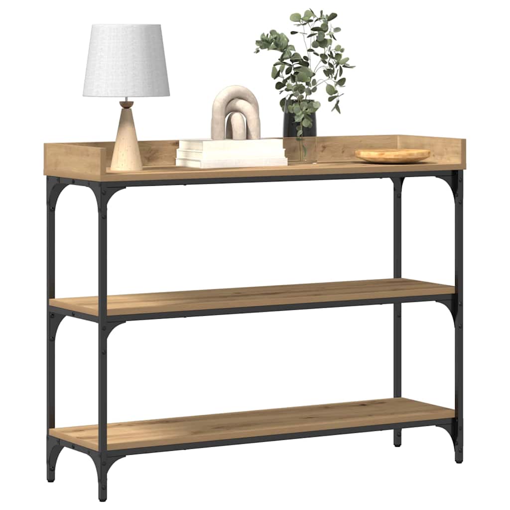 Konsolentisch mit Regal Eiche handwerklich 100 x 30 x 80 cm