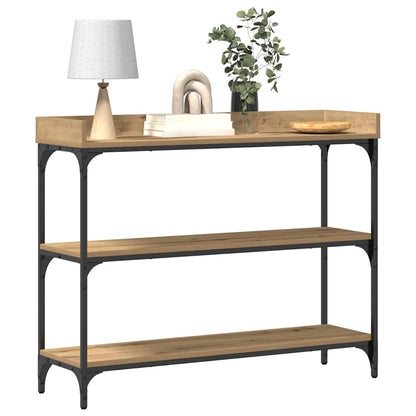 Konsolentisch mit Regal Eiche handwerklich 100 x 30 x 80 cm