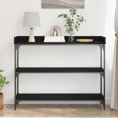 Konsolentisch mit Regal Schwarz Eichen-Optik 100 x 30 x 80 cm
