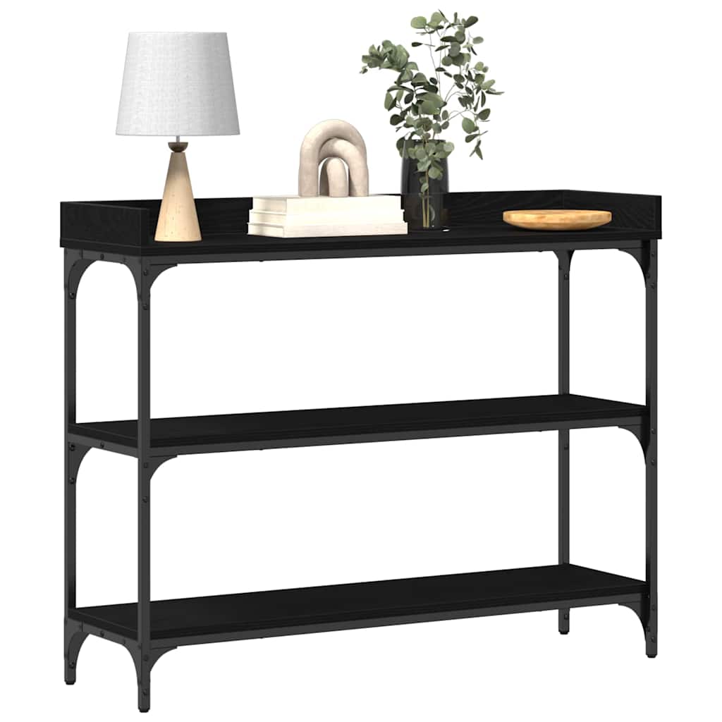 Konsolentisch mit Regal Schwarz Eichen-Optik 100 x 30 x 80 cm