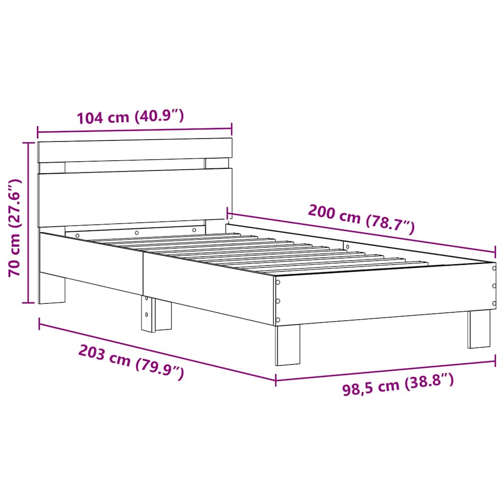 Bettgestell mit Kopfteil Altholz 100 x 200 cm Holzwerkstoff