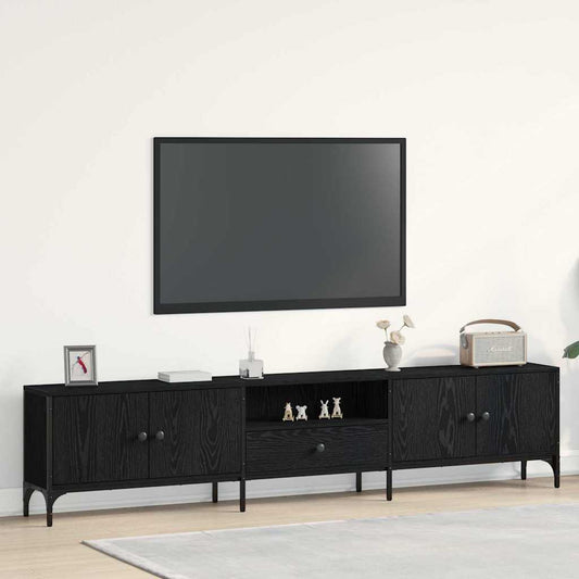 TV-Schrank mit Schublade Schwarz Eiche 200x25x44 cm Holzwerkstoff