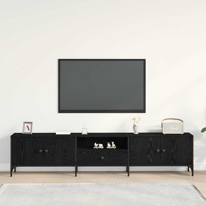 TV-Schrank mit Schublade Schwarz Eiche 200x25x44 cm Holzwerkstoff