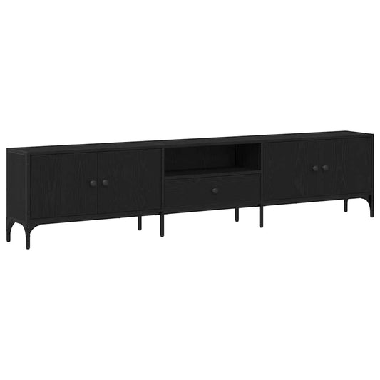 TV-Schrank mit Schublade Schwarz Eiche 200x25x44 cm Holzwerkstoff