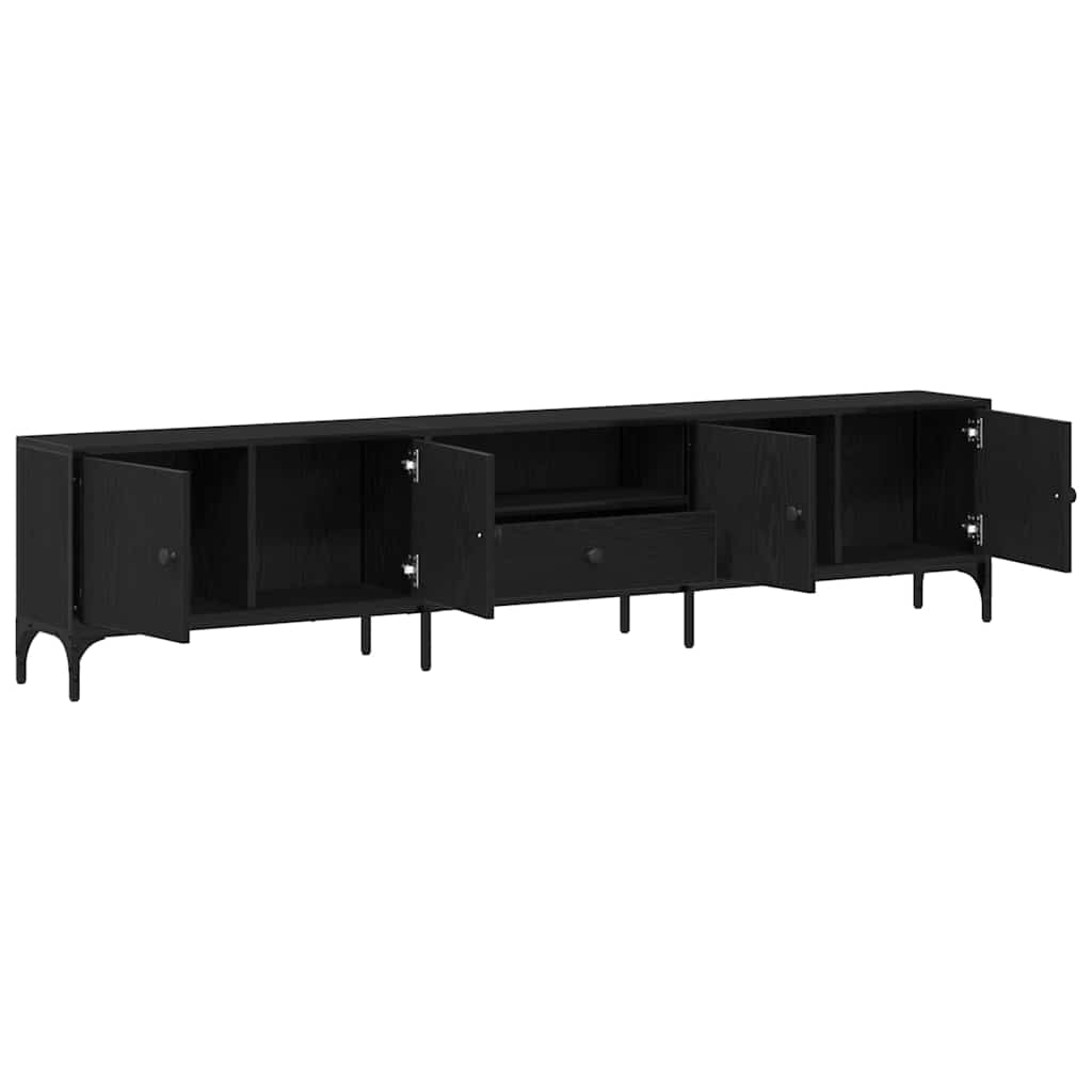 TV-Schrank mit Schublade Schwarz Eiche 200x25x44 cm Holzwerkstoff