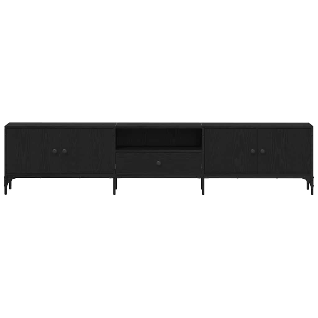TV-Schrank mit Schublade Schwarz Eiche 200x25x44 cm Holzwerkstoff