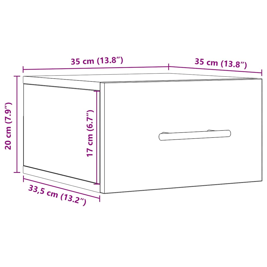 Nachttisch Eiche handwerklich 35 x 35 x 20 cm Holzwerkstoff