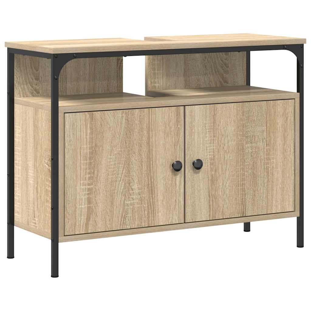 Waschbeckenschrank mit Tür Braun 80 x 30 x 60 cm Holzwerkstoff