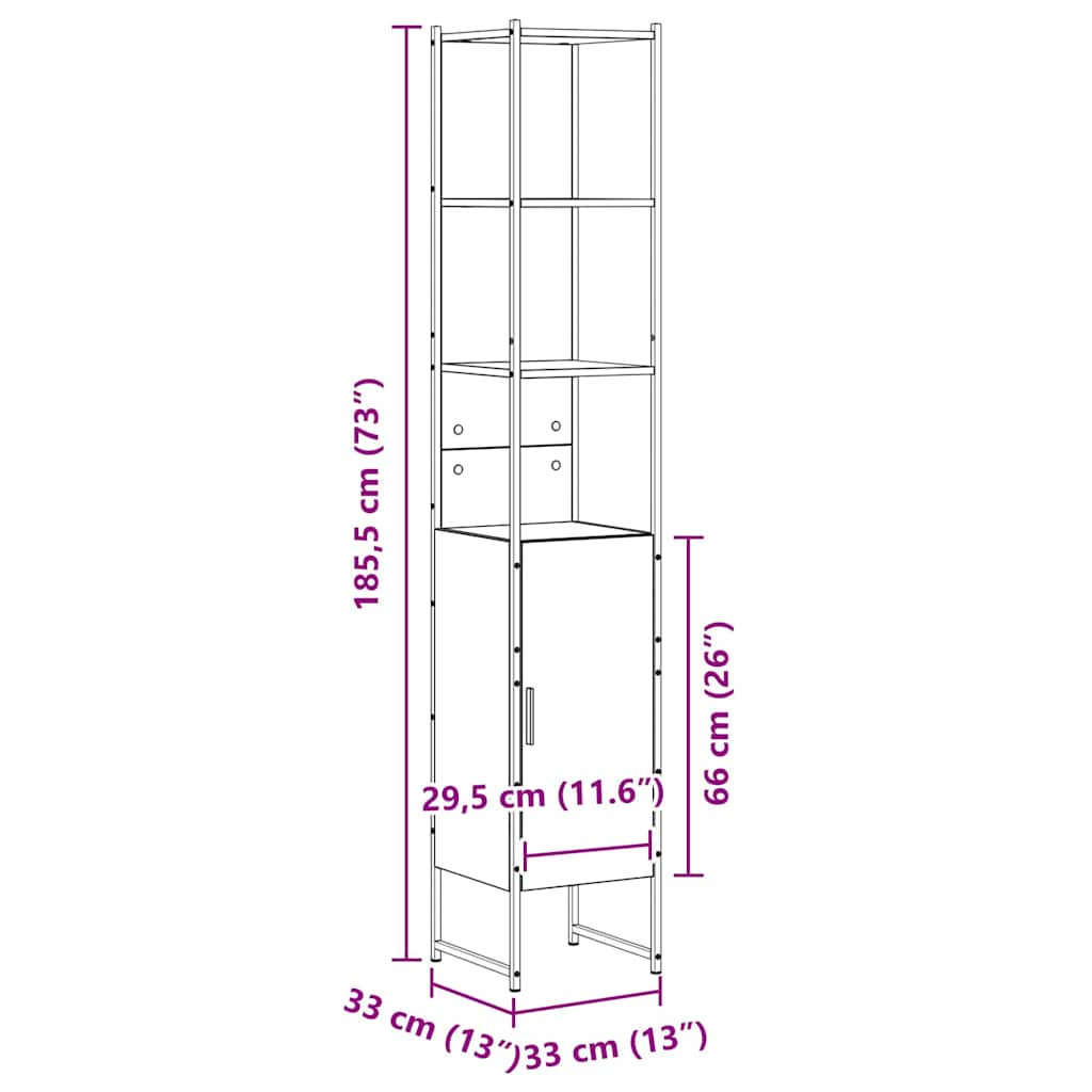 Badezimmerschrank Beige 33 x 33 x 185,5 cm Holzwerkstoff