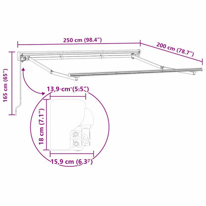 Einziehbare Markise Bunt gestreift 250x200 cm Stoff