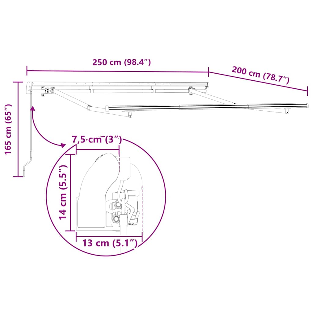 Einziehbare Markise Mehrfarbig 250 x 200 cm