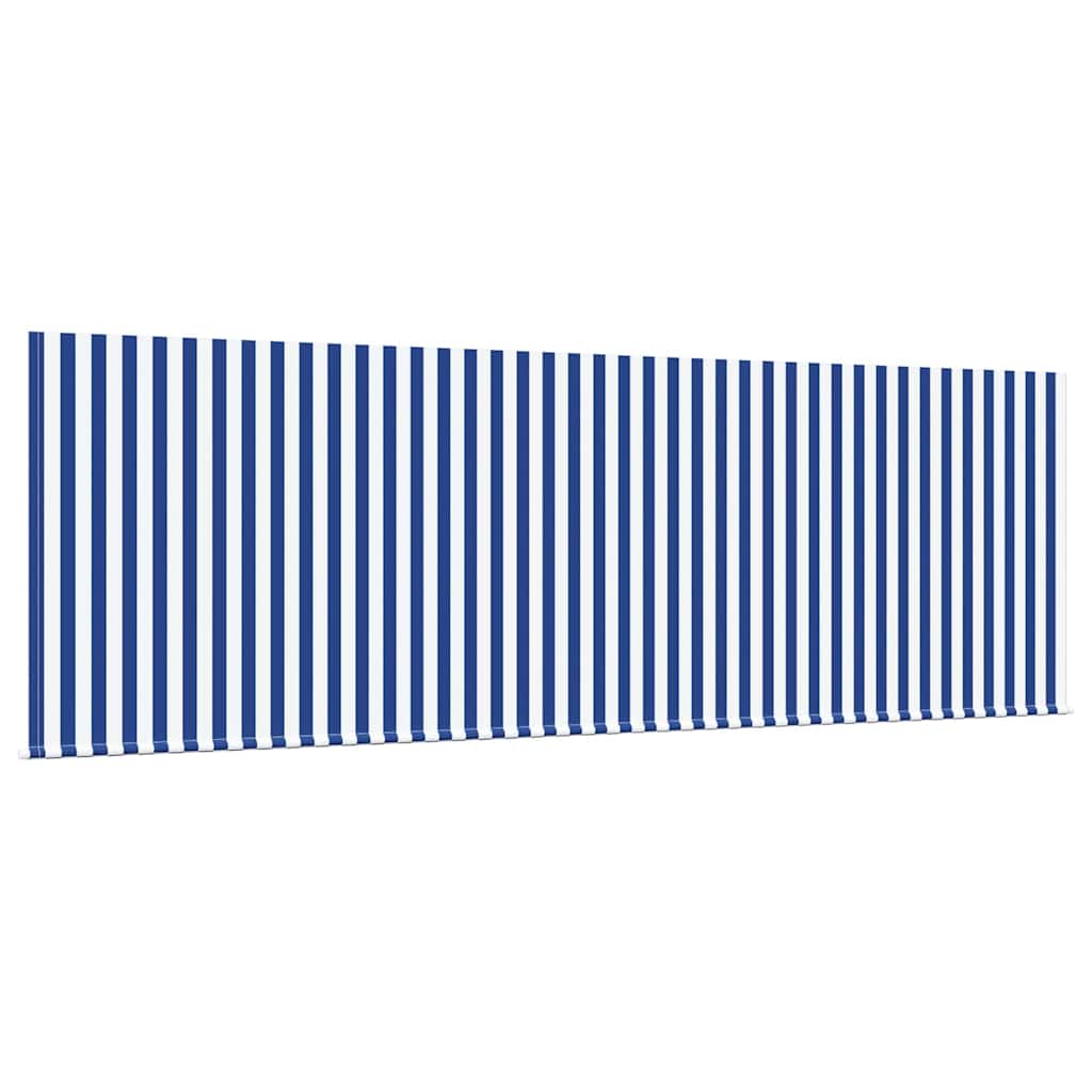 Einziehbare Markise Blau und weiß 350 x 200 cm Stoff, Metall