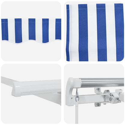 Einziehbare Markise Blau und weiß 350 x 200 cm Stoff, Metall
