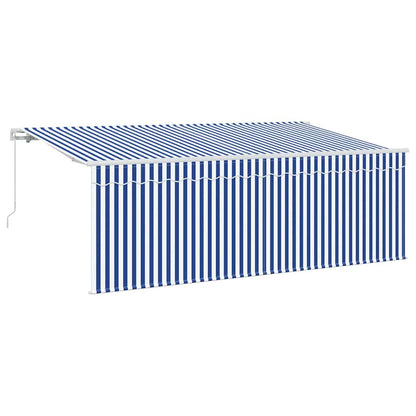 Einziehbare Markise Blau und weiß 350 x 200 cm Stoff, Metall