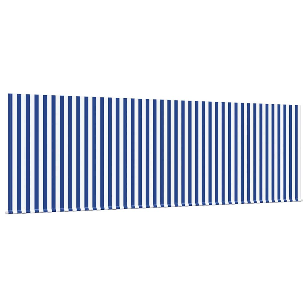 Einziehbare Markise Blau und weiß 350 x 200 cm Stoff, Metall