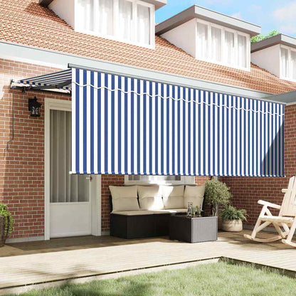 Einziehbare Markise Blau und weiß 350 x 200 cm Stoff, Metall