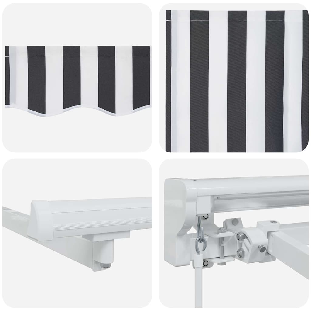 Einziehbare Markise Anthrazit und Weiß 350x200 cm Stoff