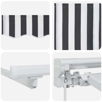 Einziehbare Markise Anthrazit und Weiß 350x200 cm Stoff