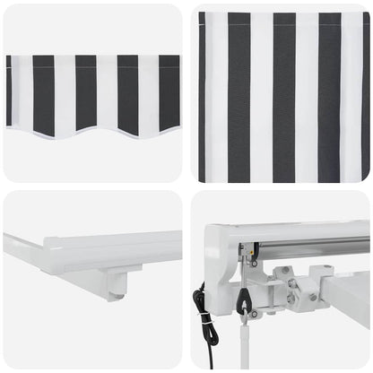 Einziehbare Markise Anthrazit und Weiß 350x200 cm Stoff
