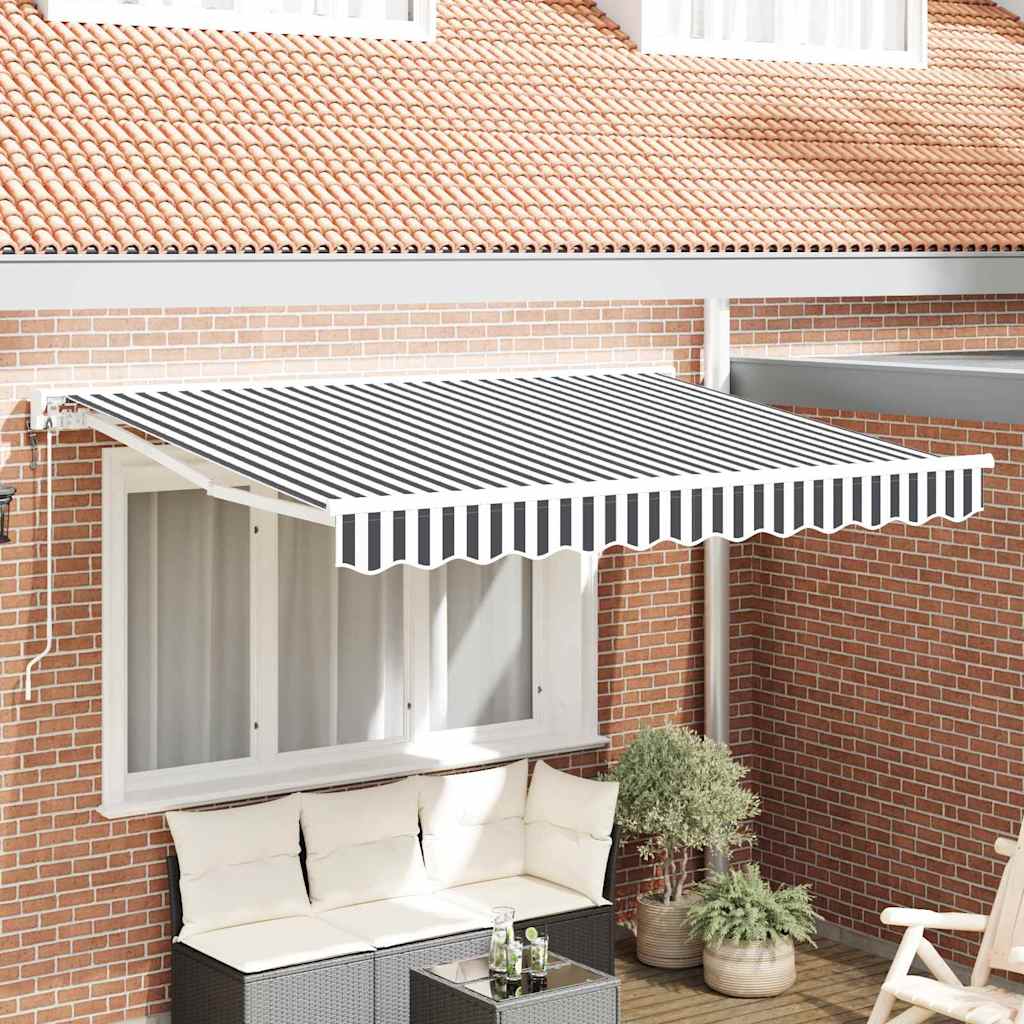 Einziehbare Markise Anthrazit und Weiß 350x200 cm Stoff