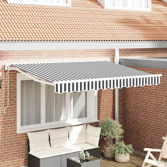 Einziehbare Markise Anthrazit und Weiß 350x200 cm Stoff