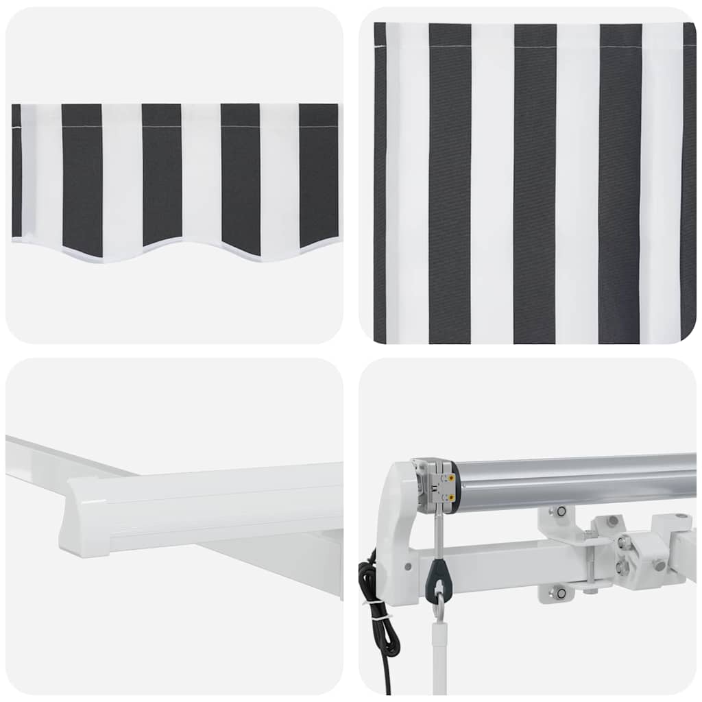 Einziehbare Markise Anthrazit, Weiß 350 x 200 cm