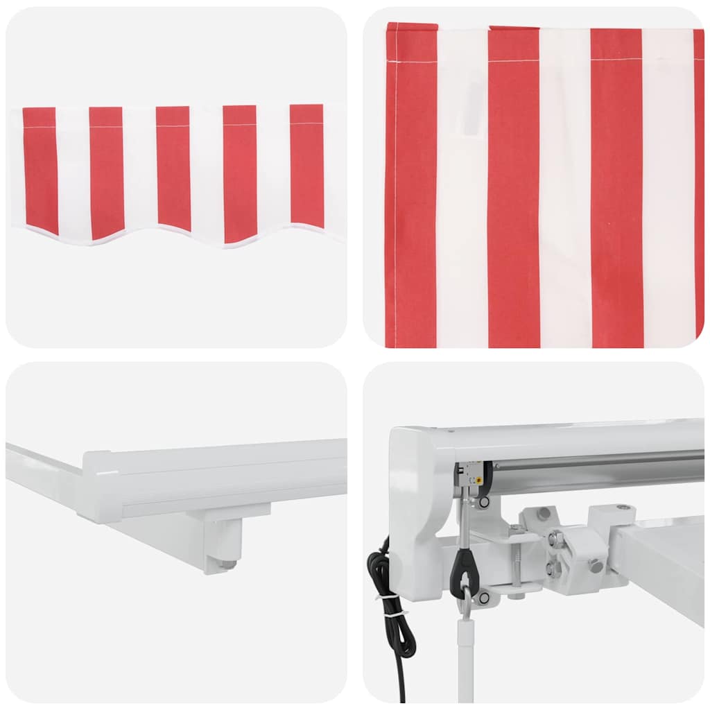 Einziehbare Markise Rot und Weiß 350x200 cm Stoff