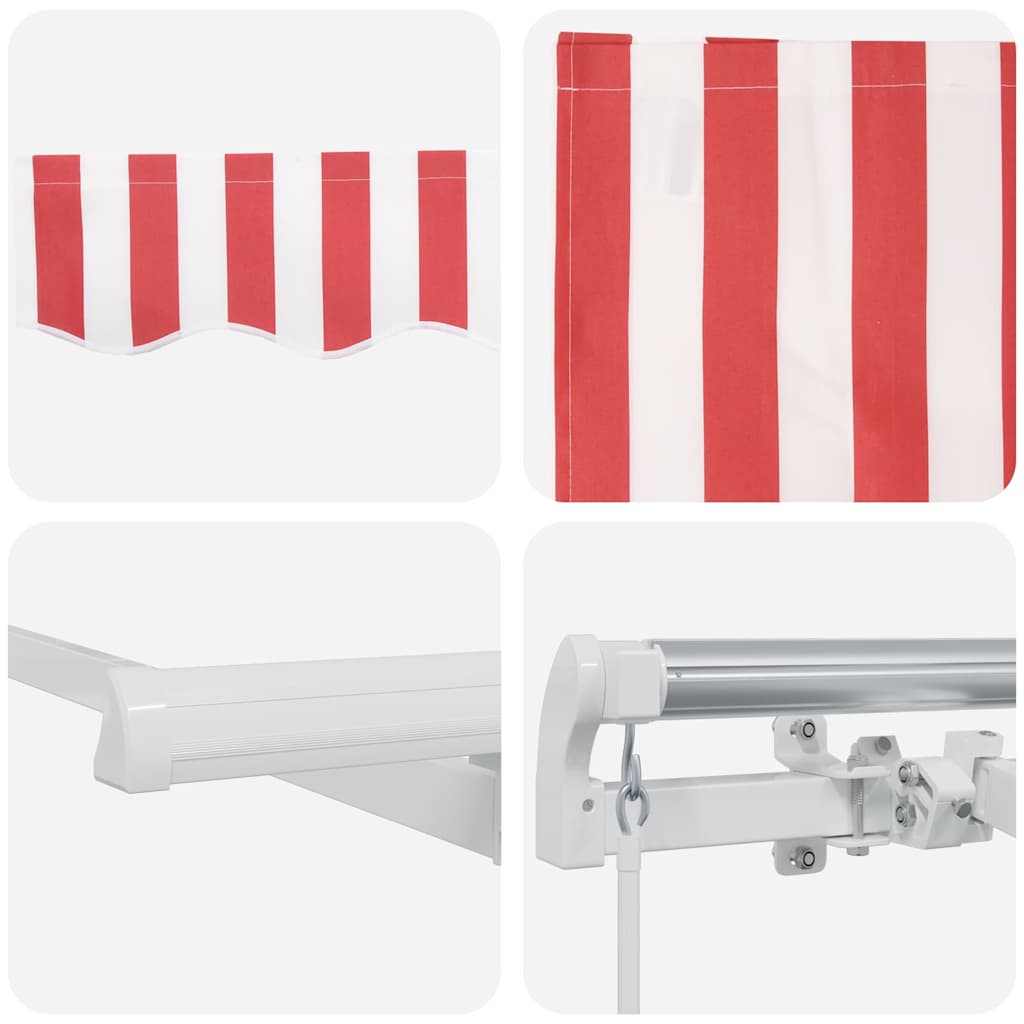 Einziehbare Markise Rot, Weiß 350 x 200 cm Polyester, Aluminium