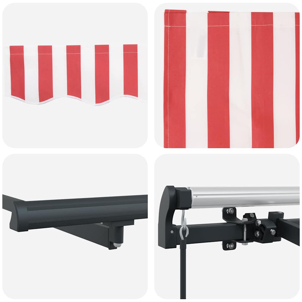 Einziehbare Markise Rot, Weiß 350 x 200 cm Polyester, Aluminium