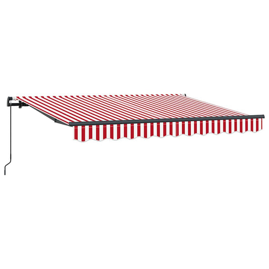 Einziehbare Markise Rot, Weiß 350 x 200 cm Polyester, Aluminium