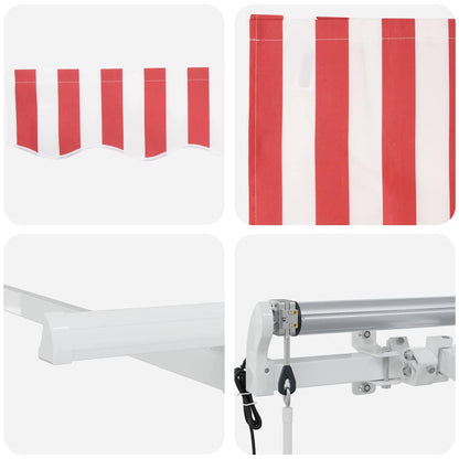 Einziehbare Markise Rot, Weiß 350 x 200 cm Polyester, Aluminium