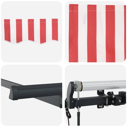 Einziehbare Markise Rot, Weiß 350 x 200 cm Polyester, Aluminium