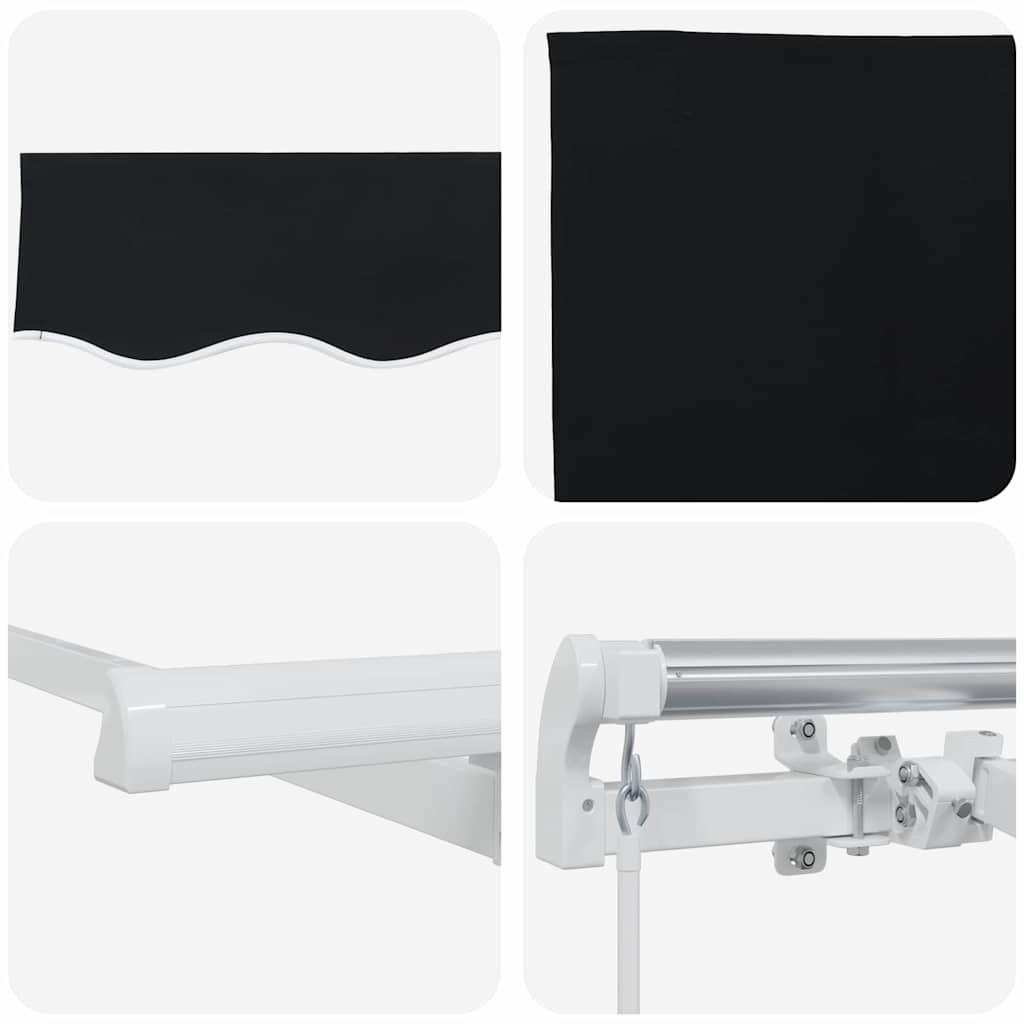 Einziehbare Markise Schwarz 350 x 200 cm Polyester, Aluminium