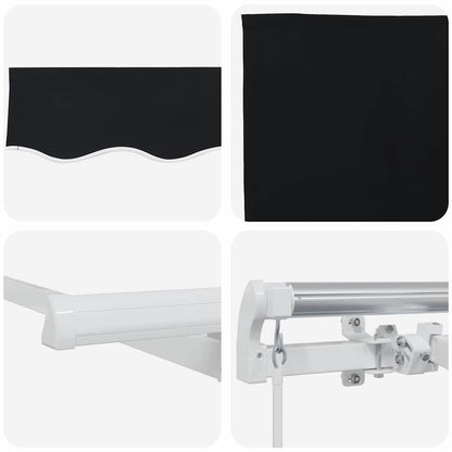 Einziehbare Markise Schwarz 350 x 200 cm Polyester, Aluminium