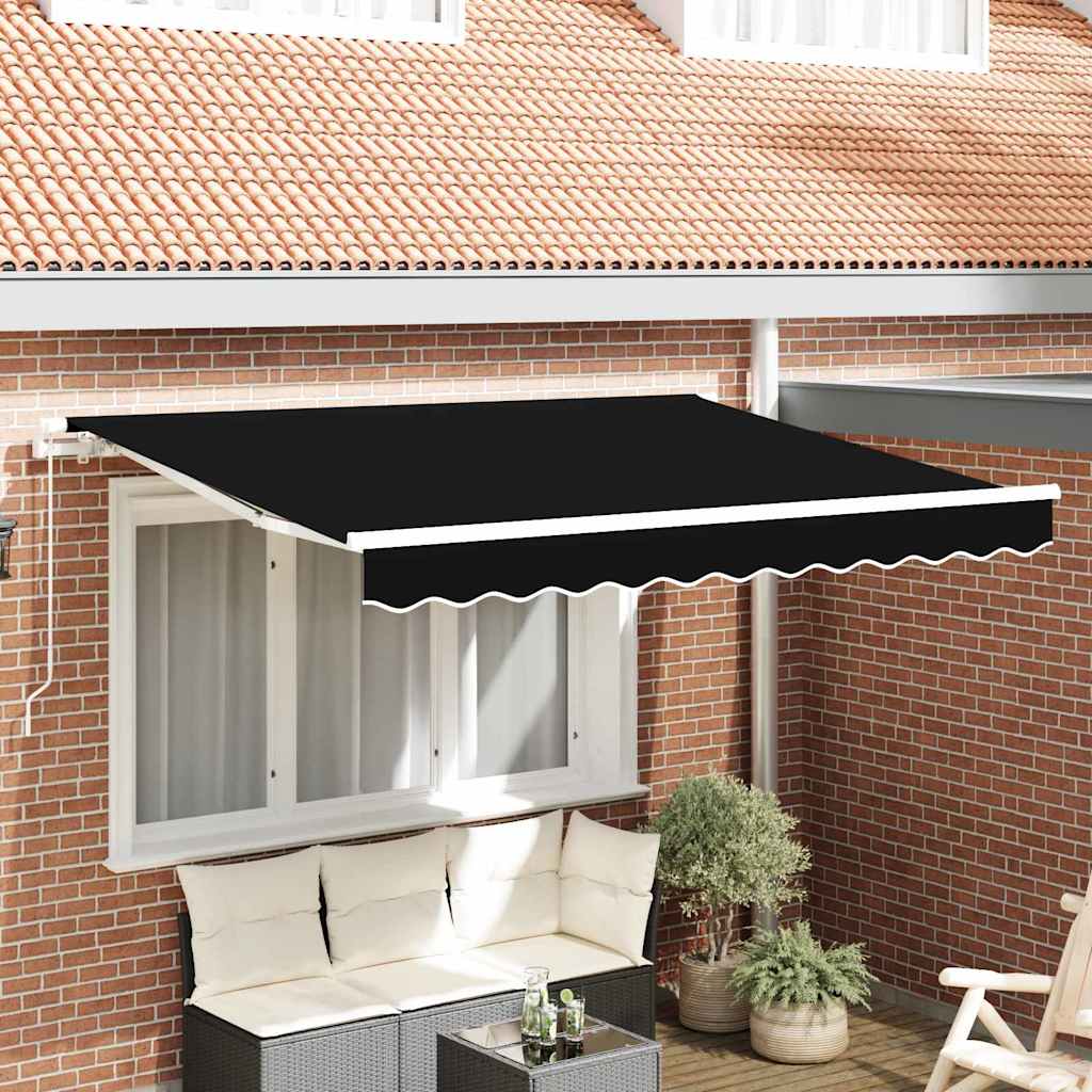Einziehbare Markise Schwarz 350 x 200 cm Polyester, Aluminium