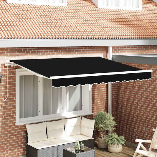 Einziehbare Markise Schwarz 350 x 200 cm Polyester, Aluminium