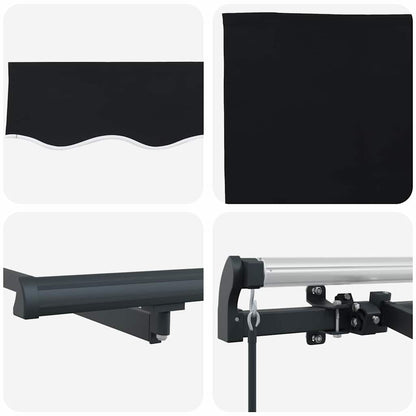 Einziehbare Markise Schwarz 350 x 200 cm Polyester, Aluminium