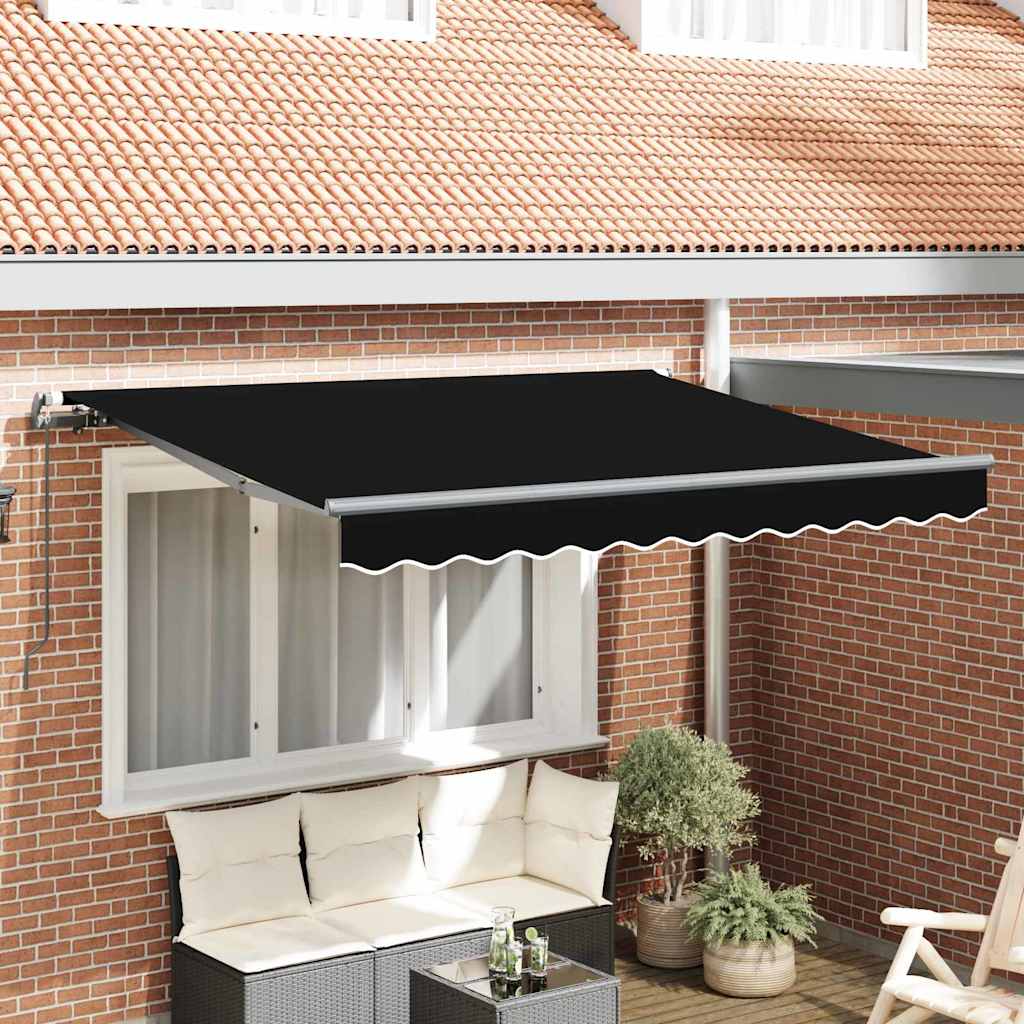 Einziehbare Markise Schwarz 350 x 200 cm Polyester, Aluminium