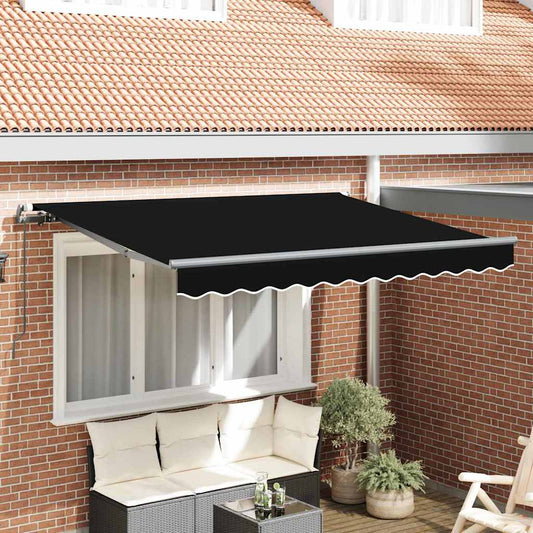 Einziehbare Markise Schwarz 350 x 200 cm Polyester, Aluminium