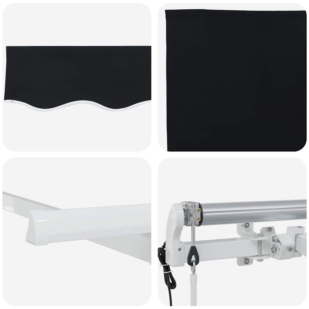 Einziehbare Markise Schwarz 350 x 200 cm Polyester, Aluminium