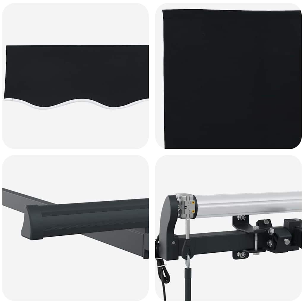 Einziehbare Markise Schwarz 350 x 200 cm Polyester, Aluminium