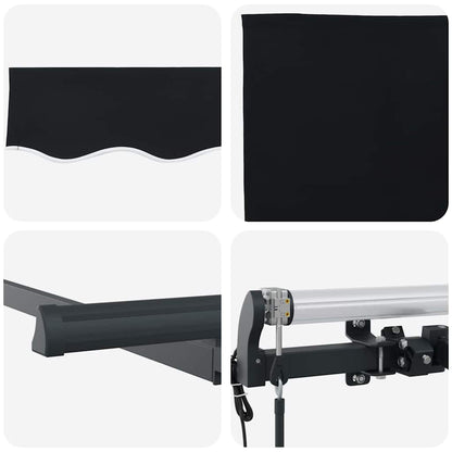 Einziehbare Markise Schwarz 350 x 200 cm Polyester, Aluminium