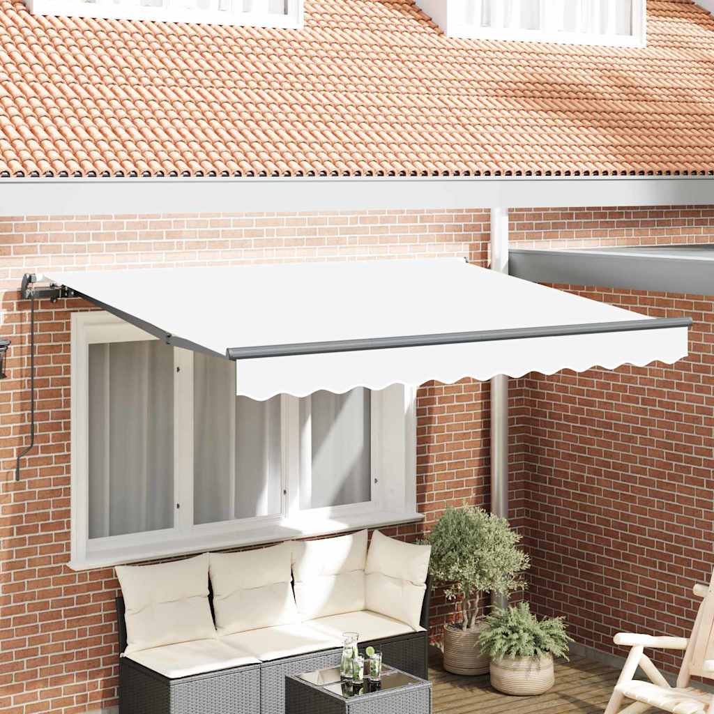 Einziehbare Markise Weiß 350 x 200 cm Polyester und Aluminium