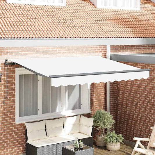 Einziehbare Markise Weiß 350 x 200 cm Polyester und Aluminium