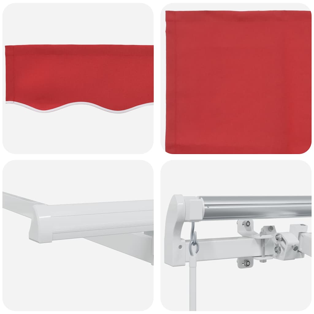 Einziehbare Markise Rot 350 x 200 cm Polyester, Aluminium
