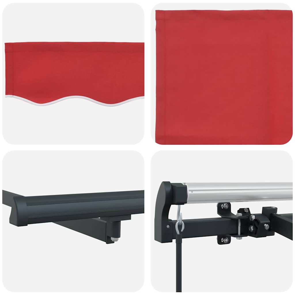 Einziehbare Markise Rot 350 x 200 cm Polyester, Aluminium