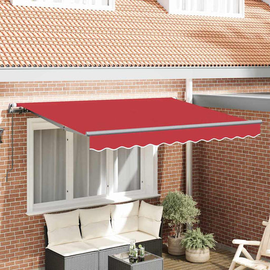 Einziehbare Markise Rot 350 x 200 cm Polyester, Aluminium